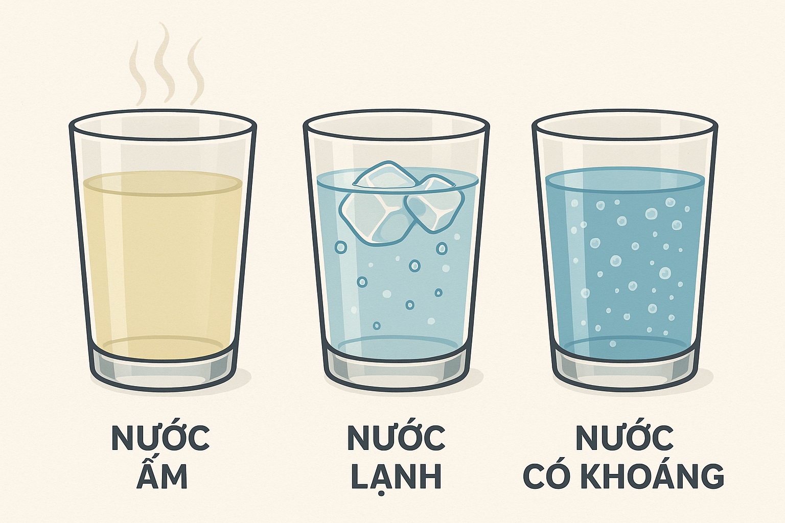 Sự khác biệt giữa nước ấm, nước lạnh và nước có khoáng